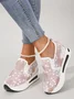 Floral Embroidery Breathable Sheer Mesh Sneakers