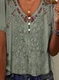 Casual V Neck Ethnic Buttoned Shirt