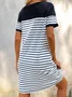 Loose Casual Crew Neck Striped T-Shirt Dress