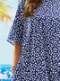Plus Size Loose Vacation Floral Notched Dress