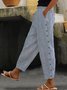  Striped And Buttoned Design Casual Loose Straight Pants With Pockets