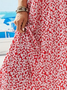 Plus Size V Neck Floral Vacation Loose Dress