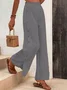 Cotton Casual Plain Buckle Pants