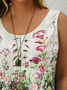 Plus Size Crew Neck Floral Loose Casual Tank Top