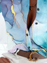 Gradient Pattern Casual Shirt Collar Loose Long Sleeve Blouse