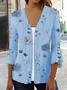 Casual Floral Printed Loose 3/4 Sleeve Kimono With Buttons