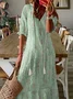 V Neck Casual Abstract Printed Maxi Dress