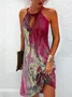 Abstract Printed Halter Sleeveless Dress