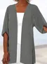 Crew Neck Casual Loose Plain Kimono