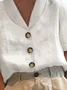 Plus Size Lapel Collar Cotton Casual Buckle Shirt