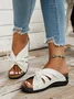 Casual Bowknot Hollow Out PU Comfy Wedge Heel Slide Sandals