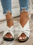 Casual Bowknot Hollow Out PU Comfy Wedge Heel Slide Sandals