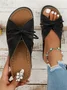 Casual Bowknot Hollow Out PU Comfy Wedge Heel Slide Sandals