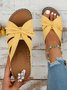 Casual Bowknot Hollow Out PU Comfy Wedge Heel Slide Sandals