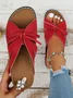 Casual Bowknot Hollow Out PU Comfy Wedge Heel Slide Sandals