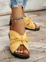 Casual Bowknot Hollow Out PU Comfy Wedge Heel Slide Sandals