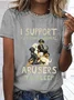 Women's I Support Putting Animal Abusers To Sleep Cotton Crew Neck Loose Simple T-Shirt