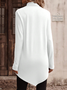 Asymmetric Casual Plain Turtleneck A-Line Jersey Long Sleeve T-Shirt