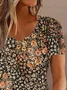 Loose V Neck Casual Floral Shirt