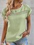 Crew Neck Casual  Lace Shirt