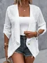 Plus Size Casual Lace Shawl Collar Plain Jacket