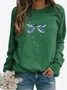 Breathable Cotton Dragonfly Logo Casual Crew Neck H-Line Long Sleeve Sweatshirt