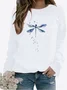 Breathable Cotton Dragonfly Logo Casual Crew Neck H-Line Long Sleeve Sweatshirt