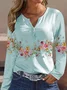 Countryside Field Flower Printed Long-sleeved Casual Shirt