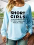 Women's Short Girls Funny Casual Crew Neck Regular Fit Sweatshirt