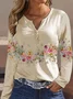 Countryside Field Flower Printed Long-sleeved Casual Shirt