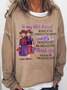 Women's Funny Old Friend Smile A Lot More Graphic Printing Crew Neck Loose Simple Sweatshirt