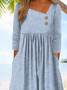 Striped Jersey Casual Asymmetrical Loose A-Line Long Sleeve T-Shirt Dress