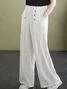 Plain Loose Casual High Waist Wide Leg Long Pants