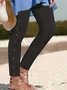 Buckle Plain Regular Fit Casual Leggings