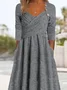 Plain Casual Buckle Sweetheart Neckline Fit & Flare A-Line Maxi Dress With Pocket