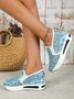 Breathable Floral Embroidery Slip-on Muffin Sneakers