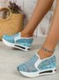 Breathable Floral Embroidery Slip-on Muffin Sneakers