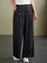 Plain Loose Casual High Waist Wide Leg Long Pants