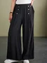 Plain Loose Casual High Waist Wide Leg Long Pants