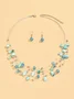 Boho Multicolor Beads Layered Necklace Earrings Set