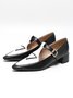 Color Block Adjustable Buckle Urban T-Strap Shoes