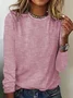 Plus Size Striped Loose Casual H-Line Crew Neck Long Sleeve T-Shirt