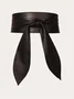 Plain Bow Ribbon Daily Date Commuting Prom Women's Girdle PU Belt