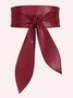 Plain Bow Ribbon Daily Date Commuting Prom Women's Girdle PU Belt