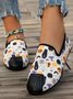 Women's Halloween Horror Pumpkin Skull Print Slip-on Shoes