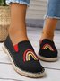 Rainbow Embroidery Flat Slip On Espadrille Shoes