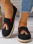 Rainbow Embroidery Flat Slip On Espadrille Shoes