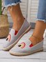 Rainbow Embroidery Flat Slip On Espadrille Shoes