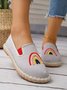 Rainbow Embroidery Flat Slip On Espadrille Shoes