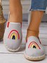 Rainbow Embroidery Flat Slip On Espadrille Shoes